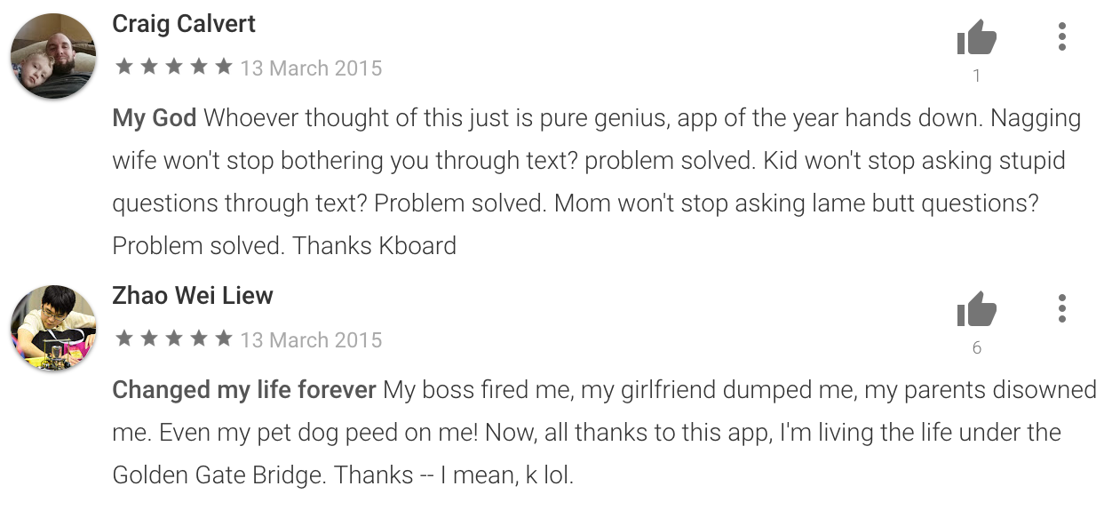 Some comments in the play store after the initial release